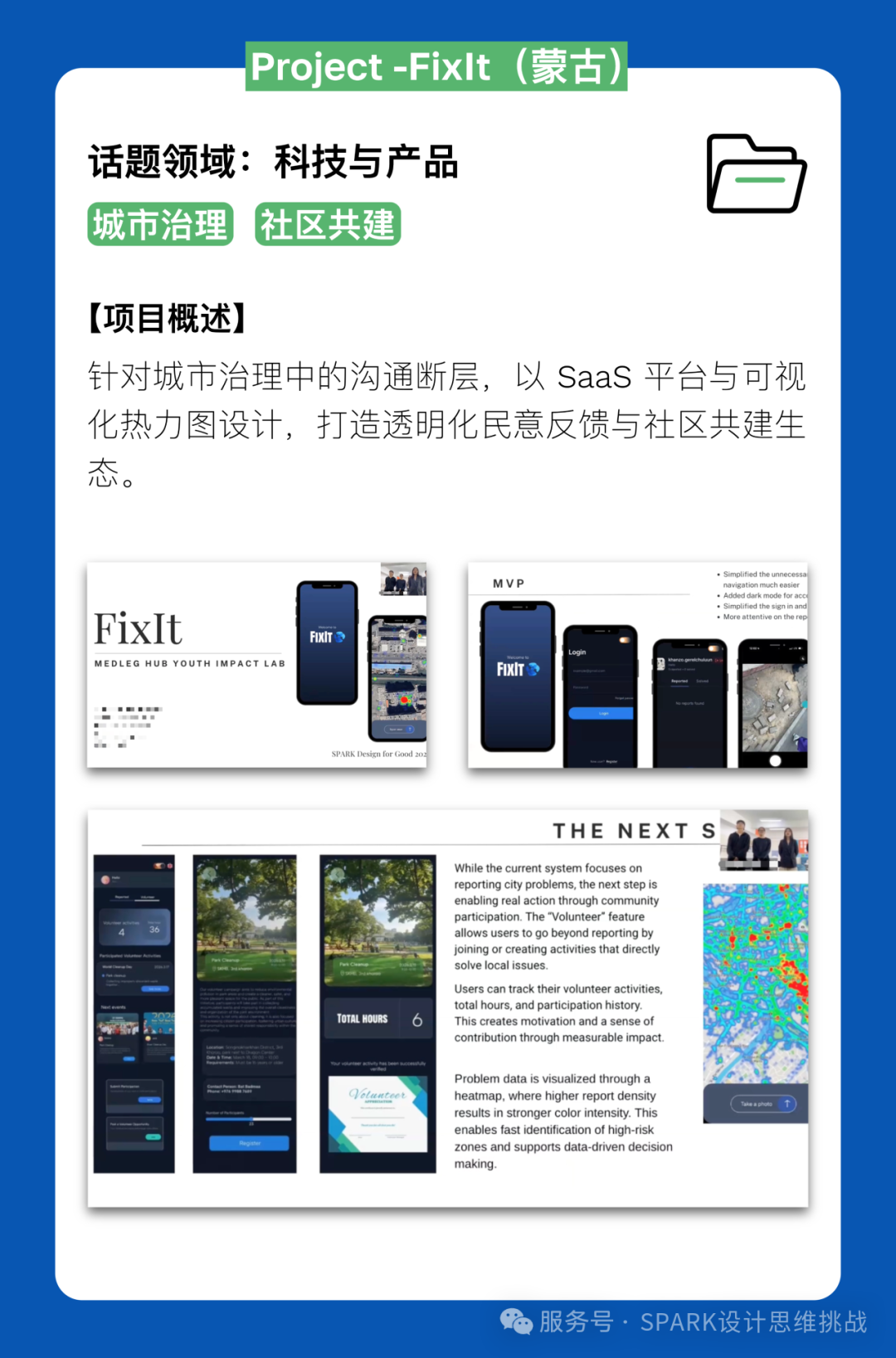 FixIt 原型界面:社区活动和问题热力图